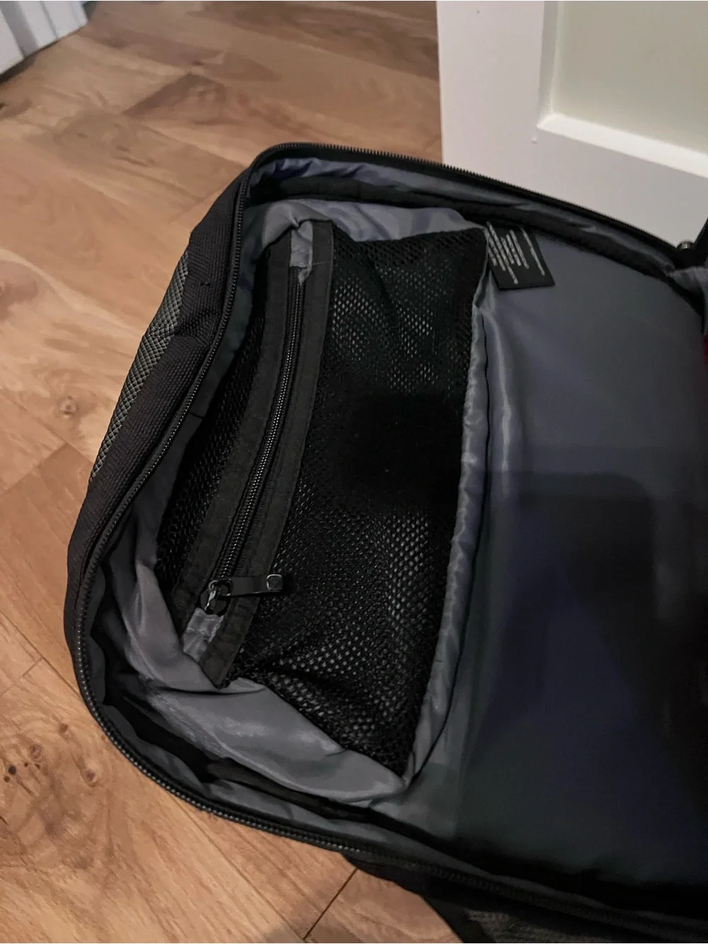 K-Swiss Black Gray Backpack with Red Accent